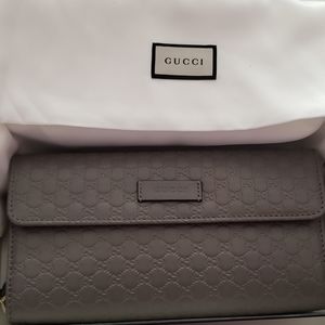 GUCCI Microguccissima Continental Flap Wallet Gray